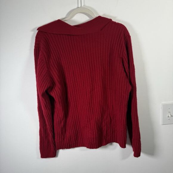 Sutton Studio 100% Cashmere Polo Sweater Red Ribbed Holiday Womens Plus 2x - Picture 5 of 5